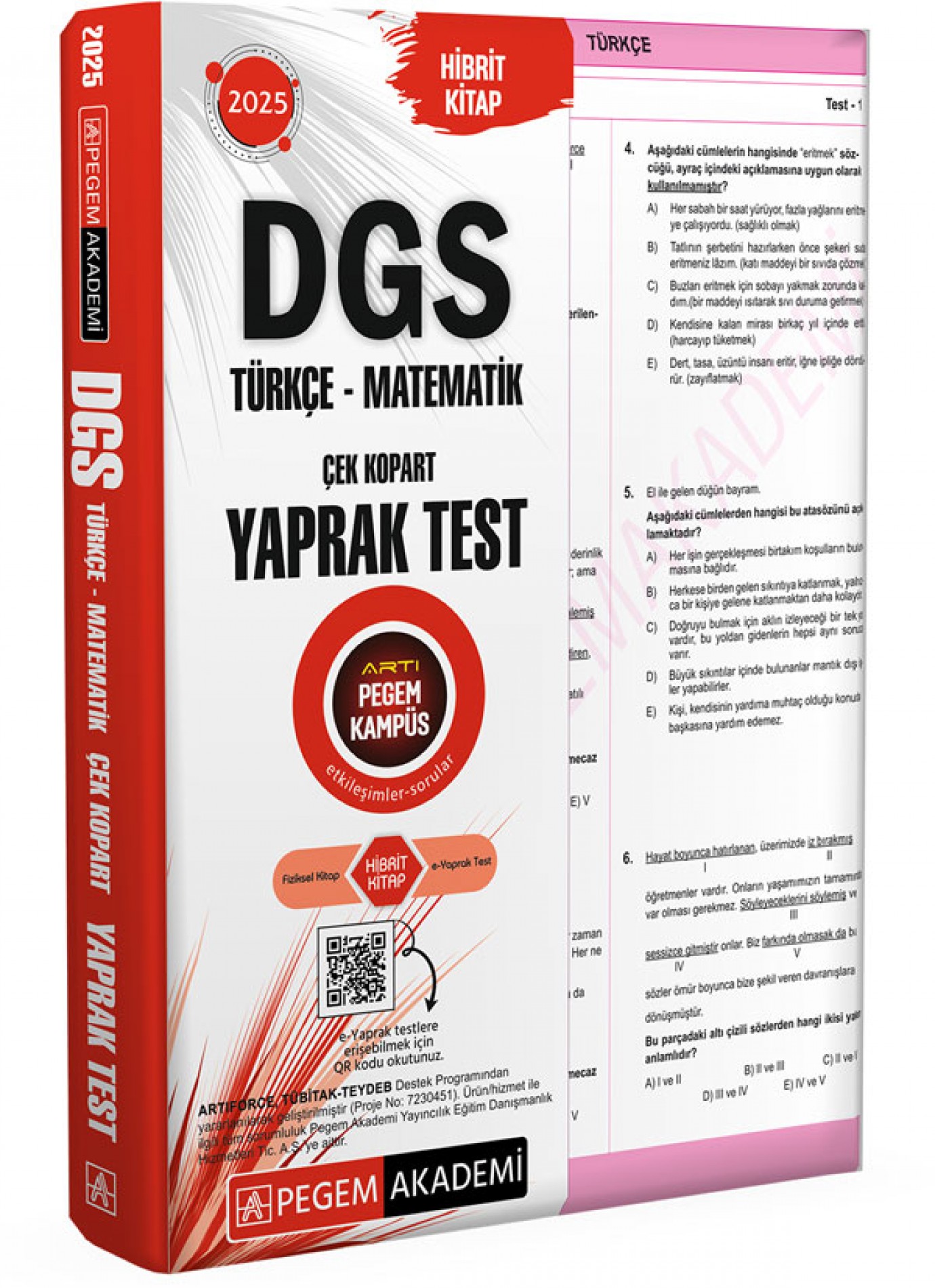 2025 DGS Türkçe-Matematik Çek Kopart Yaprak Test