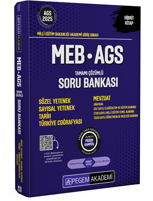 2025 MEB-AGS Soru Bankası Tamamı Çözümlü Sözel Yetenek Sayısal Yetenek Tarih Türkiye Coğrafyası Mevzuat
