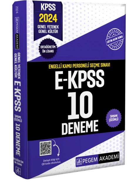 2024 E-KPSS Engelli Kamu Personeli Seçme Sınavı Tamamı Çözümlü 10 Deneme (Ortaöğretim-Ön Lisans)
