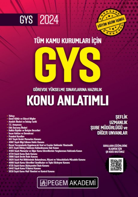 2025 GYS Tüm Kamu Kurumları İçin Görevde Yükselme Sınavlarına Hazırlık Konu Anlatımlı