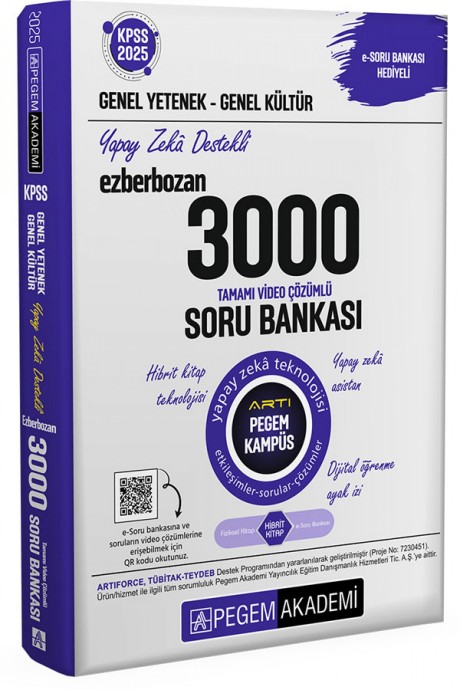 2025 KPSS Genel Yetenek Genel Kültür Ezberbozan 3000 Tamamı Video Çözümlü Soru Bankası